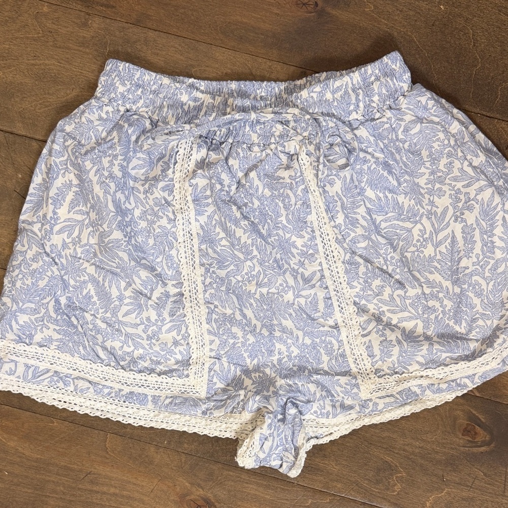 Anna Rae Blue Floral High Waist Women's Shorts